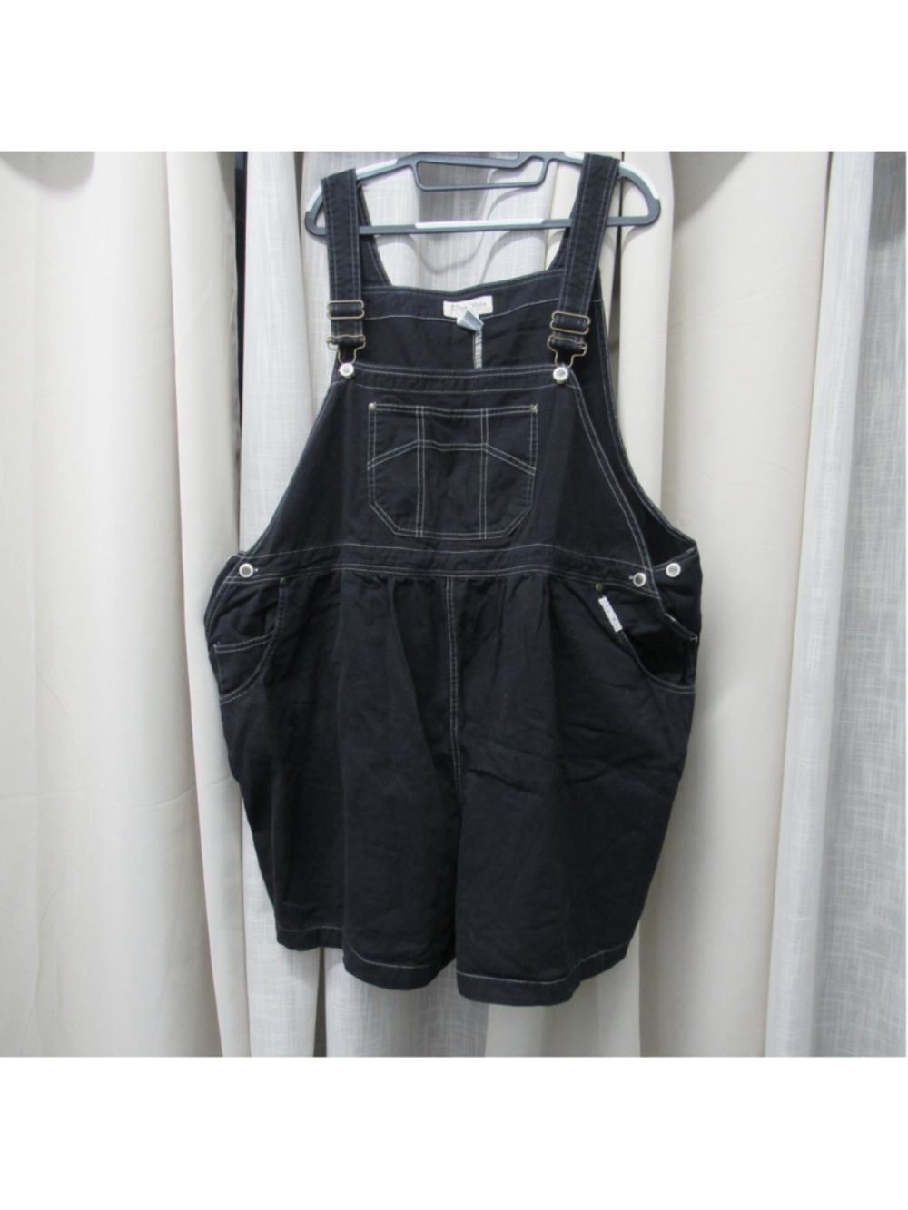 Club Nine by Zero to Nine Vintage Black Denim Overalls Shorts Contrast Stitch 3X